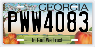 GA license plate PWW4083