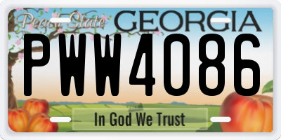 GA license plate PWW4086