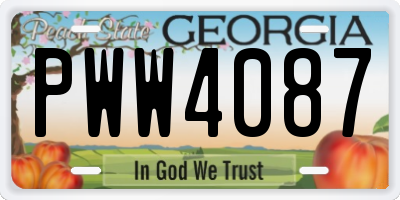 GA license plate PWW4087