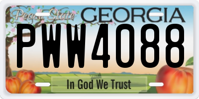 GA license plate PWW4088