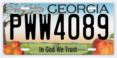 GA license plate PWW4089