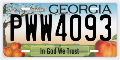 GA license plate PWW4093