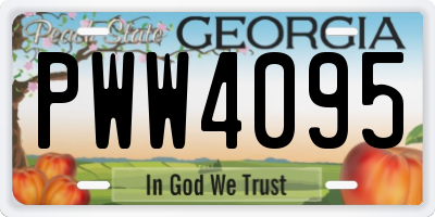 GA license plate PWW4095