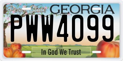 GA license plate PWW4099