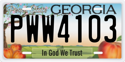 GA license plate PWW4103
