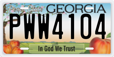GA license plate PWW4104