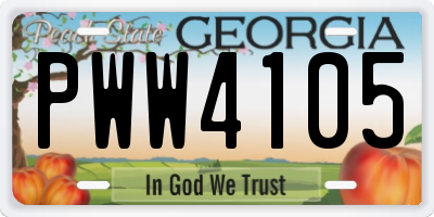 GA license plate PWW4105