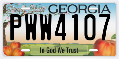 GA license plate PWW4107