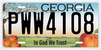 GA license plate PWW4108
