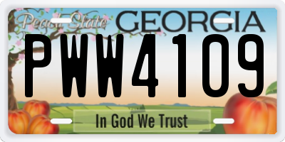 GA license plate PWW4109