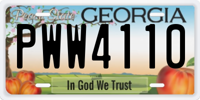 GA license plate PWW4110