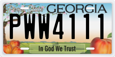 GA license plate PWW4111