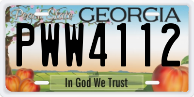 GA license plate PWW4112