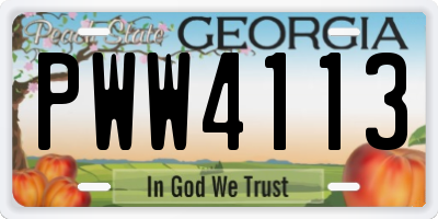 GA license plate PWW4113