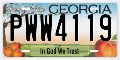 GA license plate PWW4119