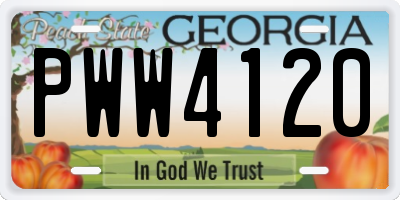 GA license plate PWW4120