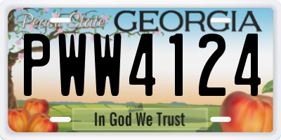 GA license plate PWW4124