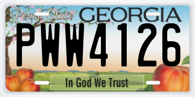 GA license plate PWW4126