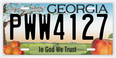 GA license plate PWW4127