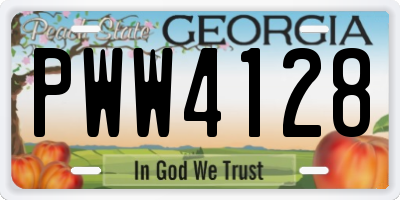 GA license plate PWW4128