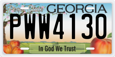 GA license plate PWW4130