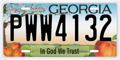 GA license plate PWW4132