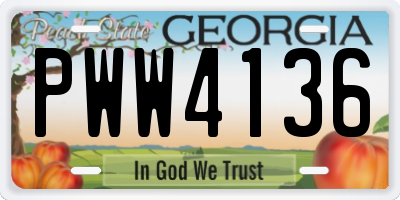 GA license plate PWW4136
