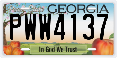GA license plate PWW4137