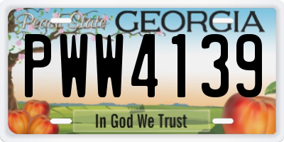 GA license plate PWW4139