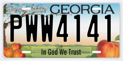 GA license plate PWW4141