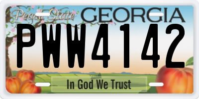 GA license plate PWW4142
