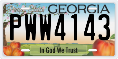 GA license plate PWW4143