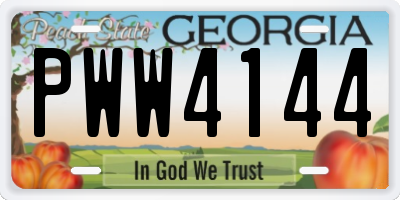 GA license plate PWW4144