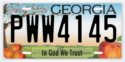 GA license plate PWW4145