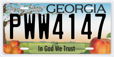 GA license plate PWW4147