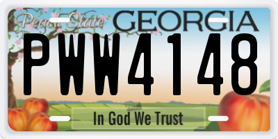 GA license plate PWW4148