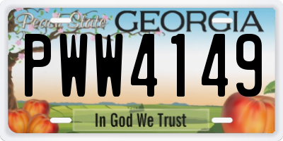 GA license plate PWW4149