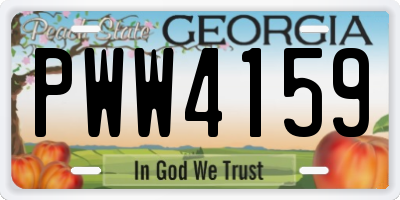 GA license plate PWW4159