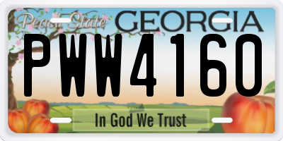 GA license plate PWW4160