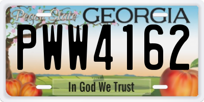 GA license plate PWW4162