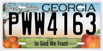 GA license plate PWW4163