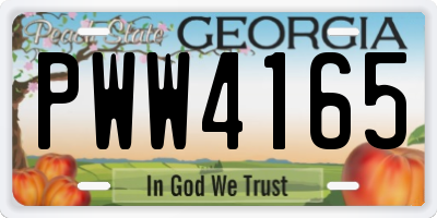 GA license plate PWW4165