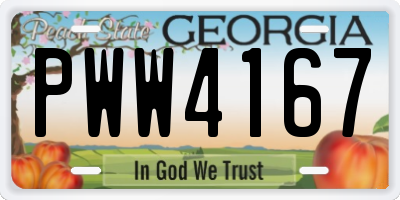 GA license plate PWW4167