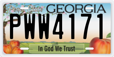 GA license plate PWW4171