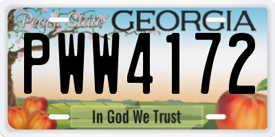 GA license plate PWW4172