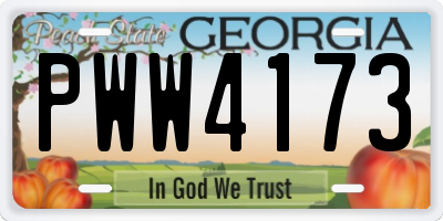 GA license plate PWW4173
