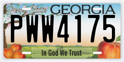 GA license plate PWW4175