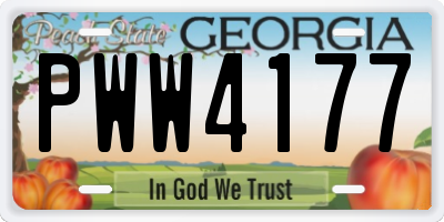 GA license plate PWW4177