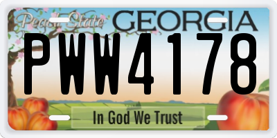 GA license plate PWW4178