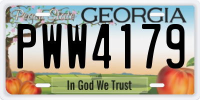 GA license plate PWW4179